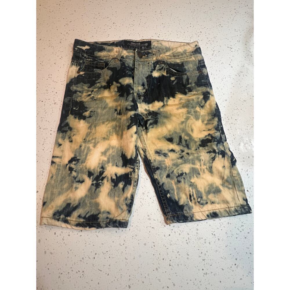 COPPER RIVET BLEACH WASH DENIM SHORTS 100% COTTON MENS 30" WAIST